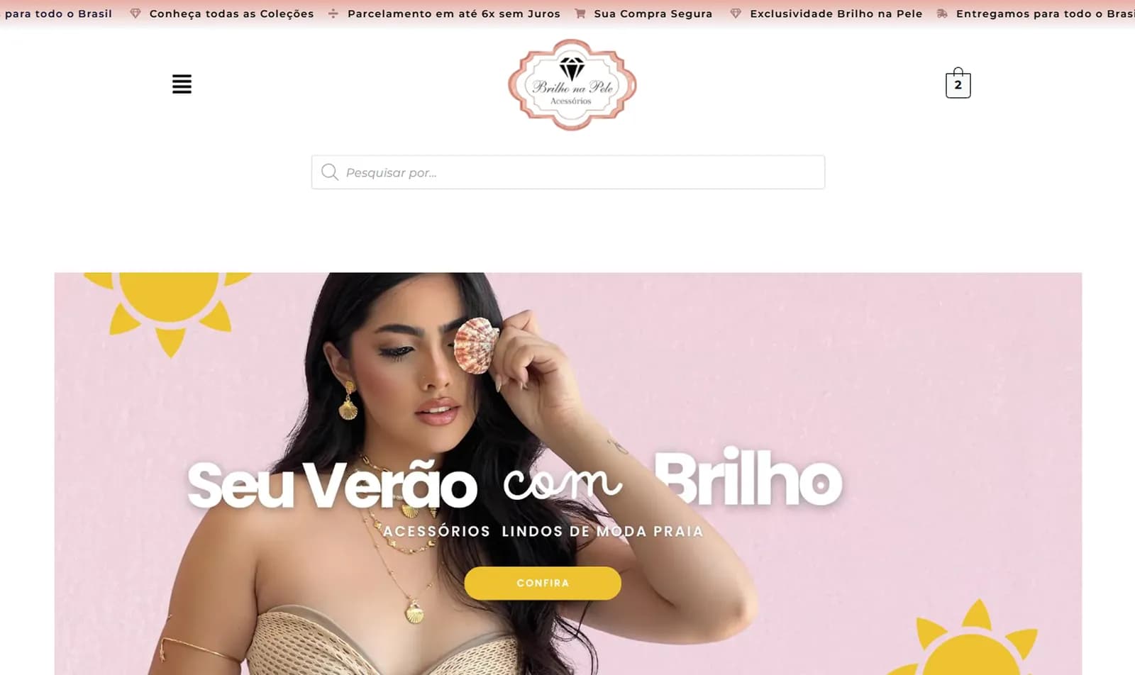 Página do projeto Brilho na Pele